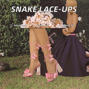 Sandalias de Tacón Fino con Cordones y Diseño de Serpiente para Mujer - Primavera, Verano, Invierno - Product Image 2