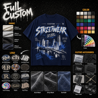 Kaos Oblong Katun Polos Warna Solid 240g dengan Bahu Jatuh Model Boxy untuk Pria Grosir OEM ODM Navy Streetwear Tee