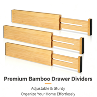 Lot de 4 séparateurs de tiroirs en bambou, organisateurs de tiroirs extensibles, séparateurs de rangement pour cuisine, chambre, commode, bureau et vêtements