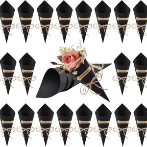 Coni di Coriandoli in Carta Kraft con Vassoio <span class=keywords><strong>Portaconfetti</strong></span>, Set Decorativo per Matrimoni con Petali di Rosa Naturali Essiccati - Product Image 6