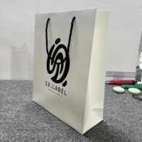 Grands sacs shopping en papier couché recyclables avec poignées en ruban, impression sérigraphique et logo personnalisé pour l'emballage de vêtements et de chaussures