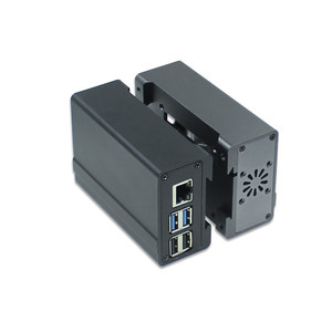 适用于树莓派<span class=keywords><strong>4</strong></span>代B型铝合金深色金属质感风扇外壳 - Product Image 3