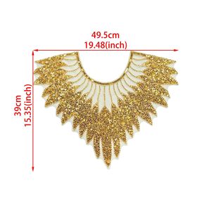 Appliques brodées en <span class=keywords><strong>maille</strong></span> résistante avec sequins et perles pour la poitrine, pour robes de mariée et tenues de spectacle féminines, en dentelle - Product Image 1