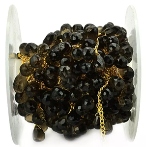 DIY 5-8mm Topacio ahumado facetado piedra preciosa gota Rosario cadena chapado en oro collar joyería rollo a granel pulseras de alambre hechas a mano DIY - Product Image 2