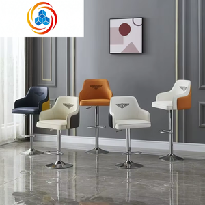 Sillas de Bar Modernas de Lujo con Estructura de Metal y Cuero, Altura Ajustable, Duraderas para el Hogar, Bar y Comedor - Product Image 4