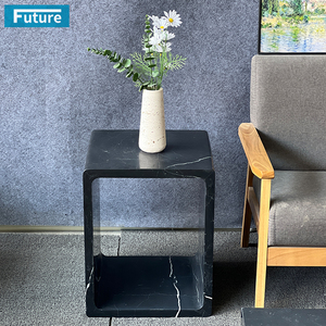 Mesa auxiliar lateral de mármol Marqulina negra rectangular de combinación de diseño moderno de lujo con zócalo bajo para entrada de dormitorio de sala de estar - Product Image 3