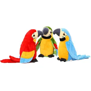 Mainan mewah elektrik Parrot yang dapat belajar berbicara, flap wings dan ulangi, belajar berbicara, mengubah suara boneka anak untuk dijual
