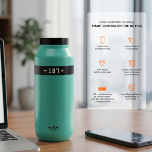 EmiGo - Taza de Viaje Inteligente de Acero Inoxidable de 475 ml (16 oz), Resistente al Calor, con Control de Temperatura, para Regalos de Aniversario - Product Image 5