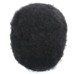 Cheveux toupet Afro 100% naturels, petite boucle, avec Base en peau en Poly, 6mm 8mm 10mm 12mm 15mm, pour hommes noirs