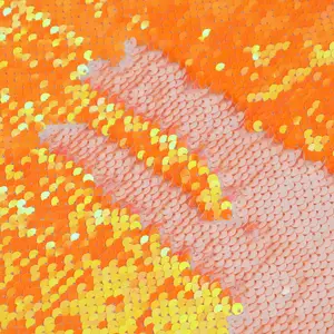 Tela de Lentejuelas Iridiscentes Naranja Reversibles de Alta Densidad de 5 mm de Nanyee Textile - Product Image 1