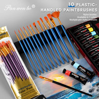Ensemble de 10 pinceaux à poils en nylon avec manche en plastique multicolores Panwenbo pour la peinture acrylique, aquarelle, huile, artiste