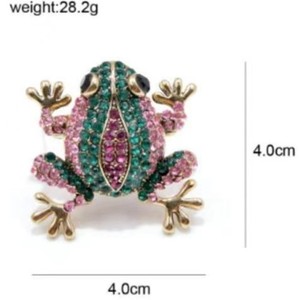 Antique Gold Tone Esmeralda Verde Rosa Colorido Strass Animal Sapo Broche Pin - Product Image 2