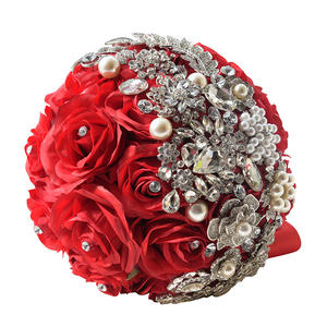 Romantique rouge De Luxe plein cristal <span class=keywords><strong>diamante</strong></span> vintage main artificielle bouquet décor de mariage bouquet fleur boule centres de table - Product Image 1