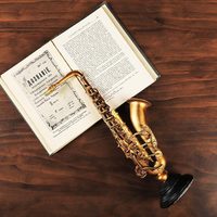 Instrument de violon saxophone doré vintage, décor à la maison créatif, présentoir de fenêtre de concert, accessoires de mise en page de style européen