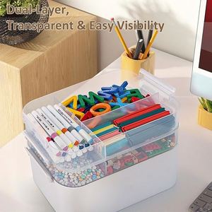 3-Layer Plastic Craft Organizers and Storage Box with Removable Trays, Storage Containers with Lids and Handle - Product Image 5