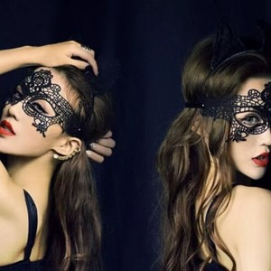 Masque pour les yeux en dentelle Golden Shuttle Weaving Fun, taille unique, noir, masque de fête, masque facial séduisant pour adulte - Product Image 1