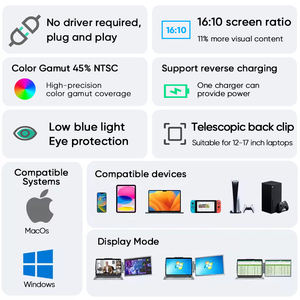 Monitor LCD Portabel SIBOLAN 14 Inci Triple Panel IPS 1920*1200P Desain Paten Tri Extender Dual Type-c USB 3.0 Layar dengan Speaker - Product Image 2