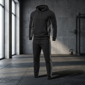 Custom <b>Mens</b> Cotton Fleece Tracksuit <b>Pullover</b> Hoodie Jogger Set Wholesale Athletic Streetwear Private Label Sweat Suit - Product Image 3