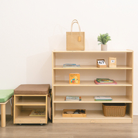 Chaise de rangement pour enfants en bois massif avec coussin, roulettes mobiles et poche latérale, jouet Montessori pour tout-petits