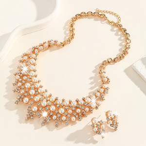 European and American Jewelry Fashion Imitation Pearl Alloy Necklace Earrings Set Jewelry Ladies <b>Wedding</b> Jewelry <b>Accessories</b> - Product Image 3