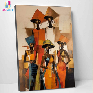 UNIART pittura etnica della famiglia tribale arte della parete stile africano opere d'arte con cornice di tela stampa arte della parete per la decorazione della casa - Product Image 3