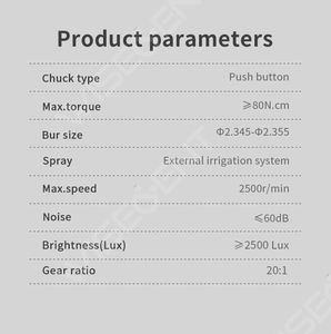Wisedent <span class=keywords><strong>20</strong></span>:<span class=keywords><strong>1</strong></span> Implante Contraángulo Pieza de mano Motor de baja velocidad Pulverizador de agua externo Fibra óptica para cirugía de implantes - Product Image 6