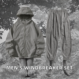 Offre Spéciale – Nouvelle Collection : Ensemble Survêtement et Veste Coupe-Vent Sans Coutures à Fermeture Éclair, Tissé, Décontracté et Ample, Séchage Rapide pour Homme - Product Image 2