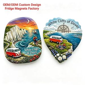 Aimant de réfrigérateur 3D personnalisé en résine, paysage des Falaises Blanches de Douvres, écologique, en forme de <span class=keywords><strong>camping</strong></span>-<span class=keywords><strong>car</strong></span> britannique, souvenirs, vente en gros - Product Image 1