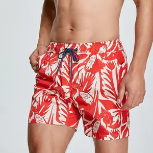 Özel tropikal baskı desen düz renk yüksek kaliteli polyester erkekler şort artı boyutu mayo sıcak satış yaz kurulu şort