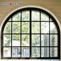 Ventana Americana Personalizada RICHOCEAN de Aluminio con Rejilla, Ventanas Panorámicas Impermeables de Doble Vidrio Templado