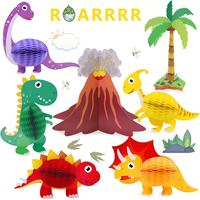 Décoration de chambre d'enfant sur le thème des animaux de dessin animé dinosaures, fournitures pour fête d'anniversaire d'enfants, ornement suspendu, boule en papier nid d'abeille