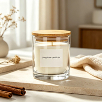 Frasco de Vidrio Transparente de Lujo de 200 ml para Velas con Tapa de Bambú, Frascos de Velas Vacíos Resistentes al Calor, Decoración para el Hogar para Días Festivos y Ocasiones Especiales