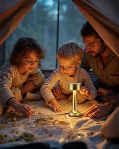 Port USB lampe de table de chevet à piles sans fil 3 voies lumière variable haltère en forme de café décor métal Rechargeable chevet - Product Image 4