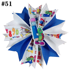 Nouvelle Collection : Nœud à cheveux 4,5'' pour la rentrée scolaire, motif livre, pomme et bibliothèque, pour les enseignants, accessoires capillaires - Product Image 2