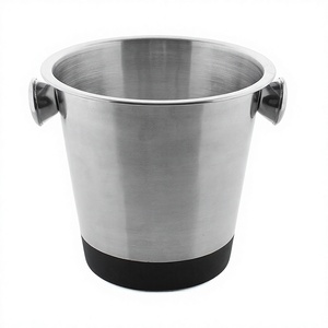Seau à vin en métal personnalisé en acier inoxydable pour seau à champagne avec base noire pour seaux à glace ou bacs à boissons - Product Image 1