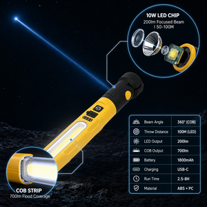 WOSEN 10W LED COB Dual Source Magnetic 180 Swivel Hanging Inspection Work <b>Light</b> for Outdoor Repair LED Flashlight - Product Image 4