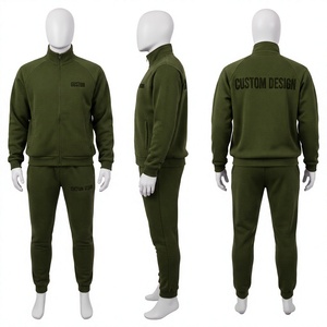 Conjunto Deportivo Verde Personalizado para Hombre, Sudadera con Cierre Completo y Pantalones Deportivos, Ropa Casual de Otoño, 100% Poliéster Transpirable, Corte Regular - Product Image 1