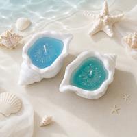 Bougie en gel parfumée LF Luxury Ocean Seashell Jelly avec coquillages et perles, dans un pot en céramique, étiquette privée, vente en gros