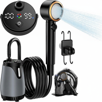 Douche de camping portable nouvelle génération, 6000 mAh rechargeable, étanche IPX8, pression améliorée, 5 modes de pulvérisation, pompe de pulvérisation pour la tête de douche