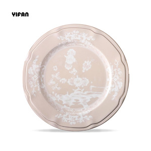 White Ink Vintage Decorative Plant Dishes Ceramic Porcelain Luxury <b>Dinnerware</b> Set Custom Italian Style Bone China Eco-Friendly - Product Image 4