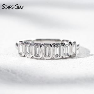 Anillo de Diamante de Laboratorio, Oro de 14k, Diamante Cultivado en Laboratorio DEF VS, Corte Esmeralda, Anillos de Boda, Anillo de Aniversario, Anillo de Eternidad - Product Image 1