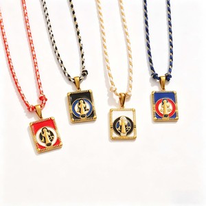 Colar com Pingente Vintage da Virgem Maria HB793, Banhado a Ouro 18K, Aço Inoxidável, Amuletos Religiosos Esmaltados, Corrente de Cordão Trançado, Joia - Product Image 5