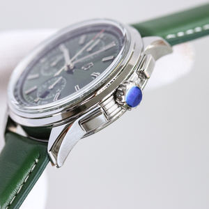 Luxury <b>Men's</b> Business GPS Ready Mechanical Pilot Chronograph Watch Pointer White Gold Stainless Steel Leather Strap Water - Product Image 5