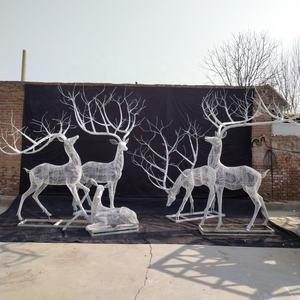 Life Size Wire Frame <span class=keywords><strong>Deer</strong></span> Sculpture Knitted Garden Yard 3D Metal Twisted Mesh Wire Escultura Arte Escultura de arame Animal para venda - Product Image 6