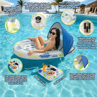 Transat gonflable pour piscine avec auvent amovible et éclairage LED – Idéal pour adultes, piscine, plage, fêtes estivales et détente