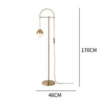 Lampe sur pied LED Seeky Arch en métal doré, abat-jour en verre globe moderne avec interrupteur à cordon pour la décoration intérieure