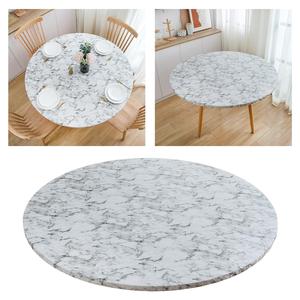100 to 110cm Round <b>Vinyl</b> Cocktail <b>Table</b> <b>Cover</b> Flannel Backing Printed PEVA Tablecloth for Bars Hotels Branded Commercial Use - Product Image 2