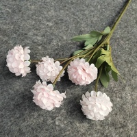 Fleurs artificielles miniatures 5 têtes en forme de boule de ping-pong, pissenlit et chrysanthème pour l'automne, pour la maison, la table, l'entrée et les mariages