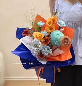 กระดาษห่อดอกไม้กันน้ำ พื้นผิวด้าน สีพื้น ขนาด 52*50 ซม./แผ่น สำหรับร้านดอกไม้ ขายส่ง - Product Image 5