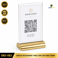 Support de menu en acrylique transparent pour restaurant avec code QR